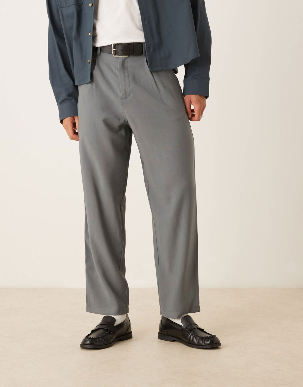 ASOS DESIGN loose skater fit smart trousers in grey - ASOS Sample Sale