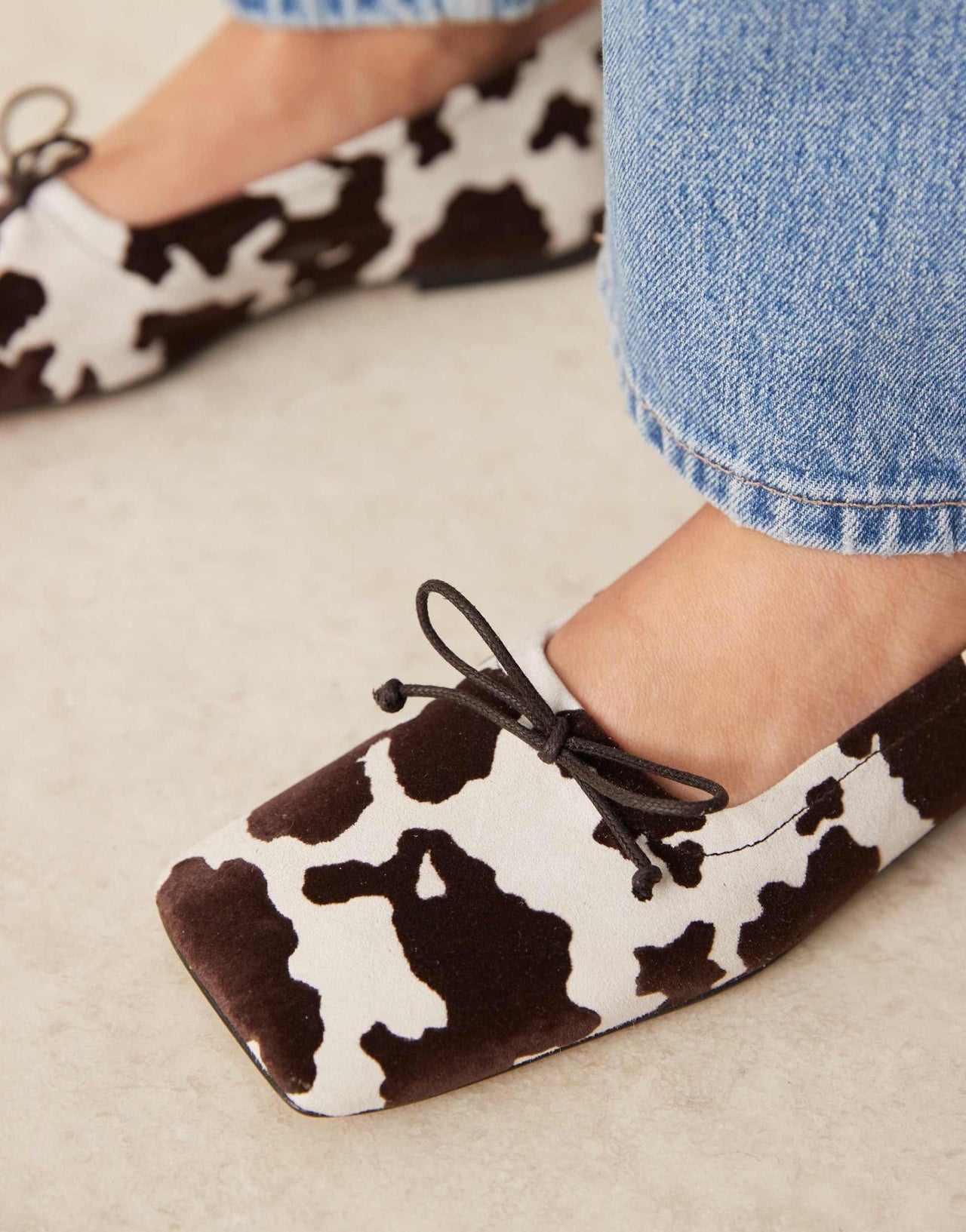 ASOS DESIGN Lotus premium suede ballets in cow print - ASOS Sample Sale