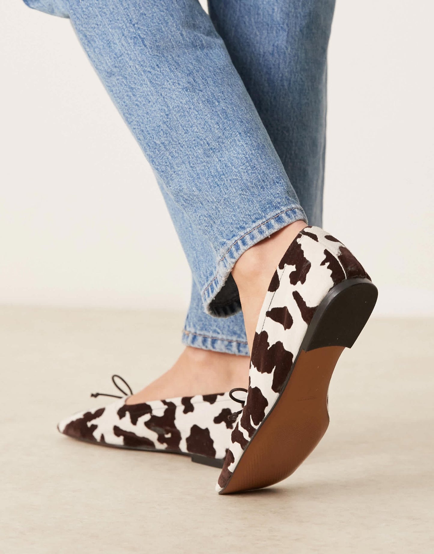 ASOS DESIGN Lotus premium suede ballets in cow print - ASOS Sample Sale