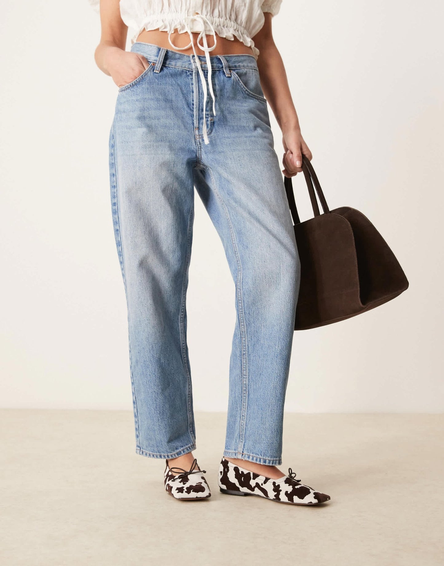 ASOS DESIGN Lotus premium suede ballets in cow print - ASOS Sample Sale
