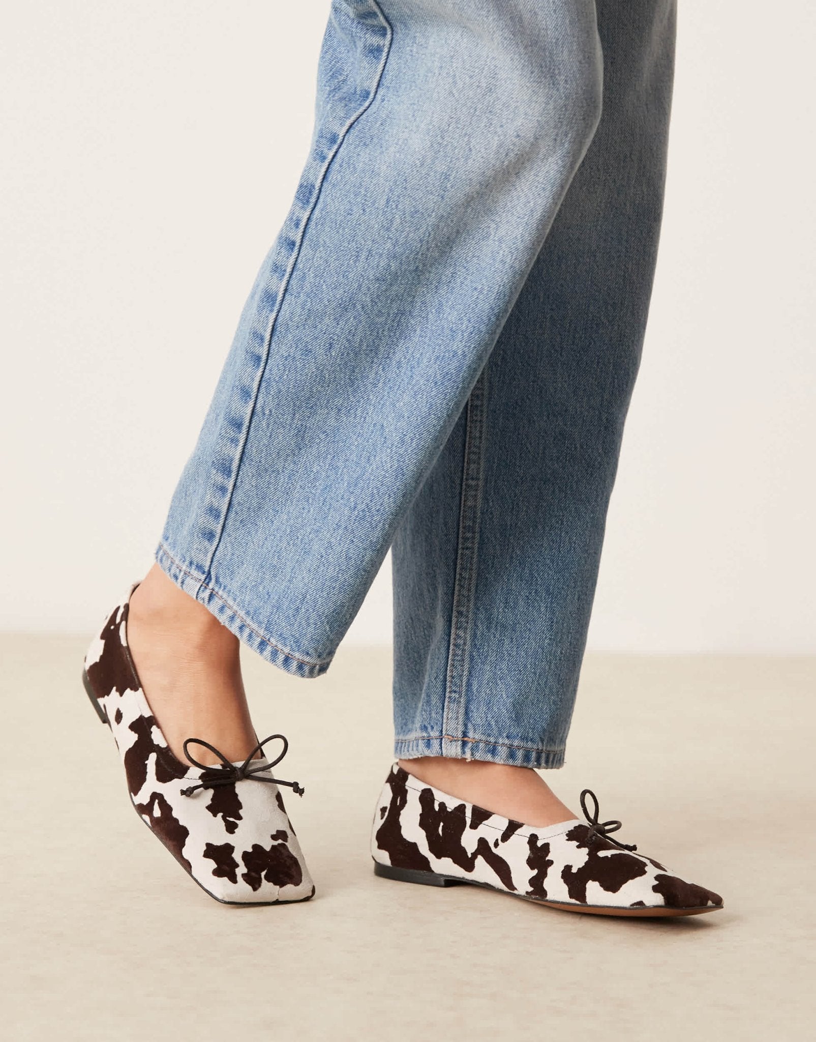 ASOS DESIGN Lotus premium suede ballets in cow print - ASOS Sample Sale