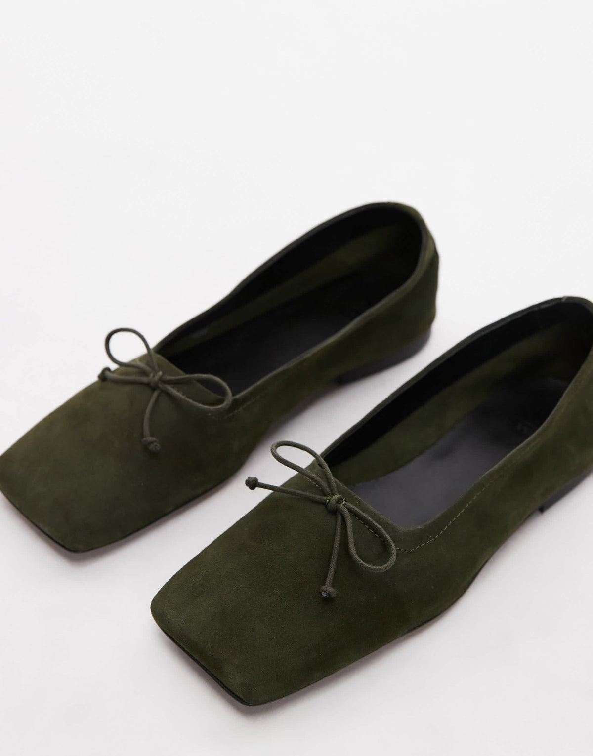ASOS DESIGN Lotus premium suede ballets in khaki - ASOS Sample Sale