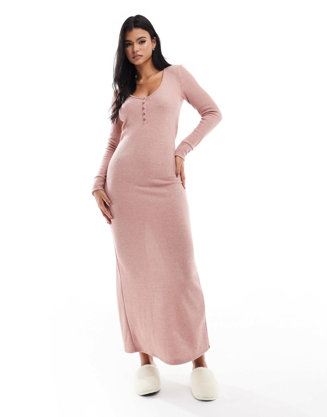 ASOS DESIGN lounge glitter waffle dress in pink - ASOS Sample Sale