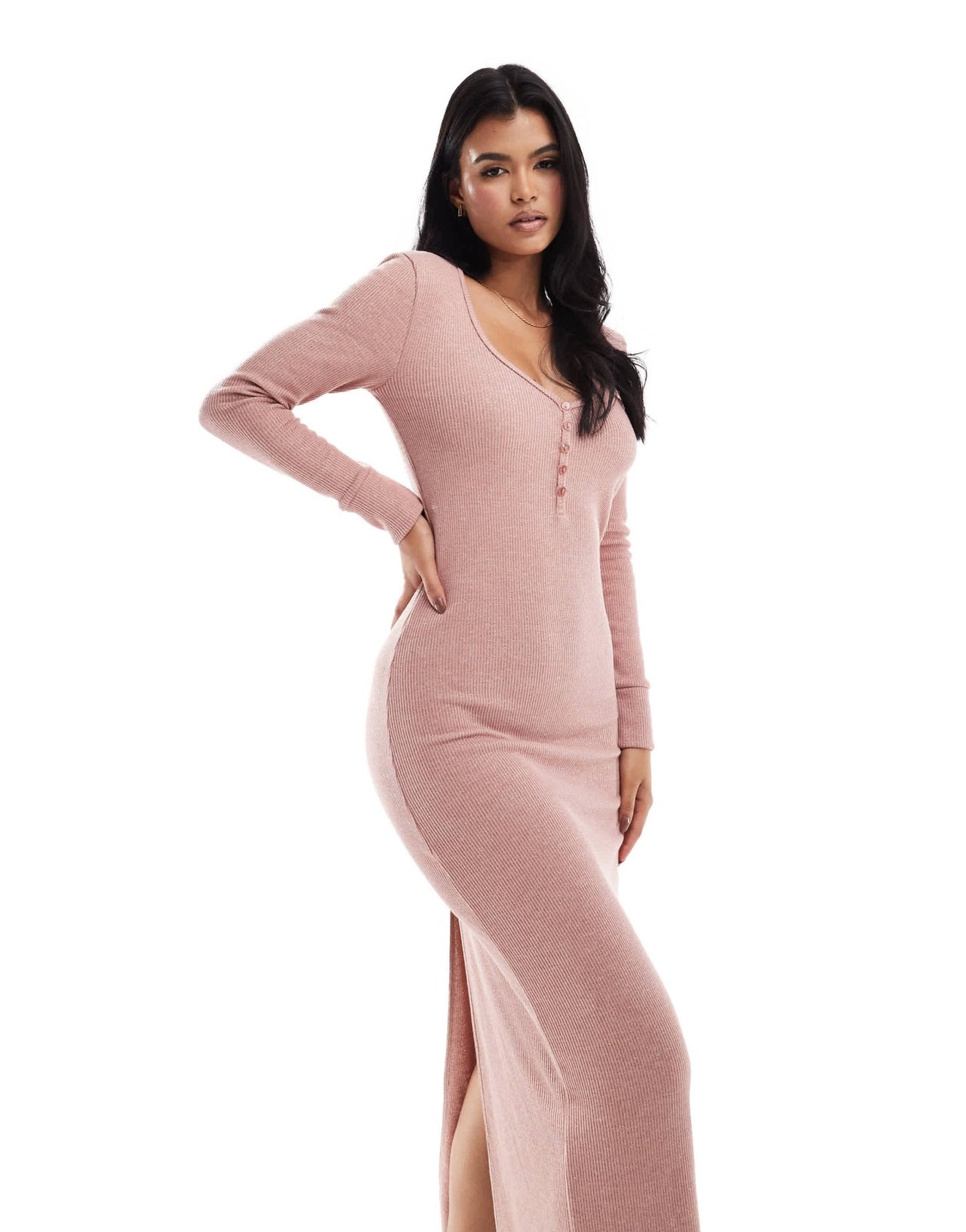 ASOS DESIGN lounge glitter waffle dress in pink - ASOS Sample Sale
