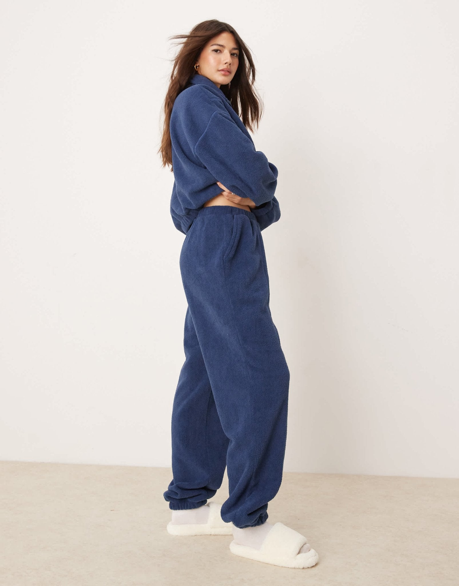 ASOS DESIGN lounge microfleece jogger in dark blue - ASOS Sample Sale