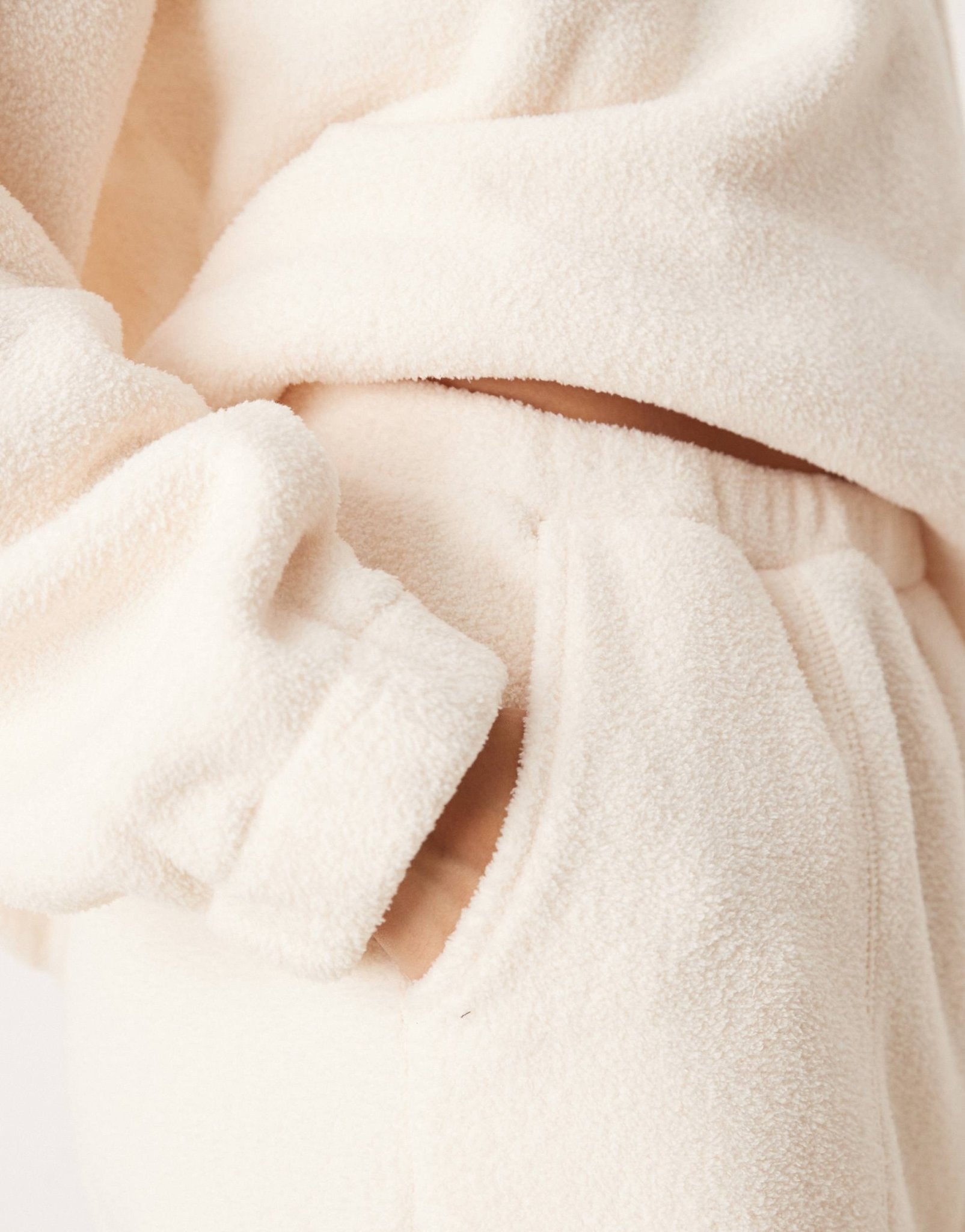 ASOS DESIGN lounge microfleece wide leg trouser in cream - ASOS Sample Sale