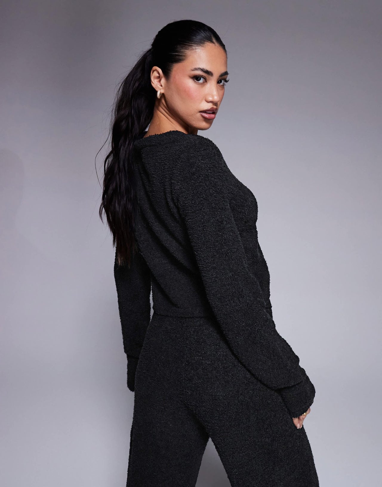 ASOS DESIGN lounge sock tie front cardigan in black - ASOS Sample Sale