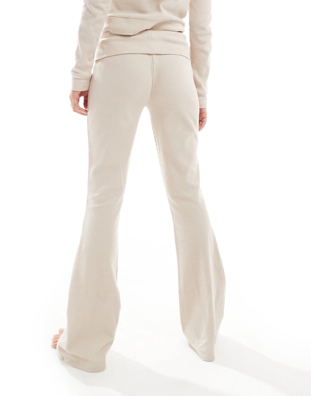 ASOS DESIGN lounge waffle hoodie & foldover trouser in beige - ASOS Sample Sale
