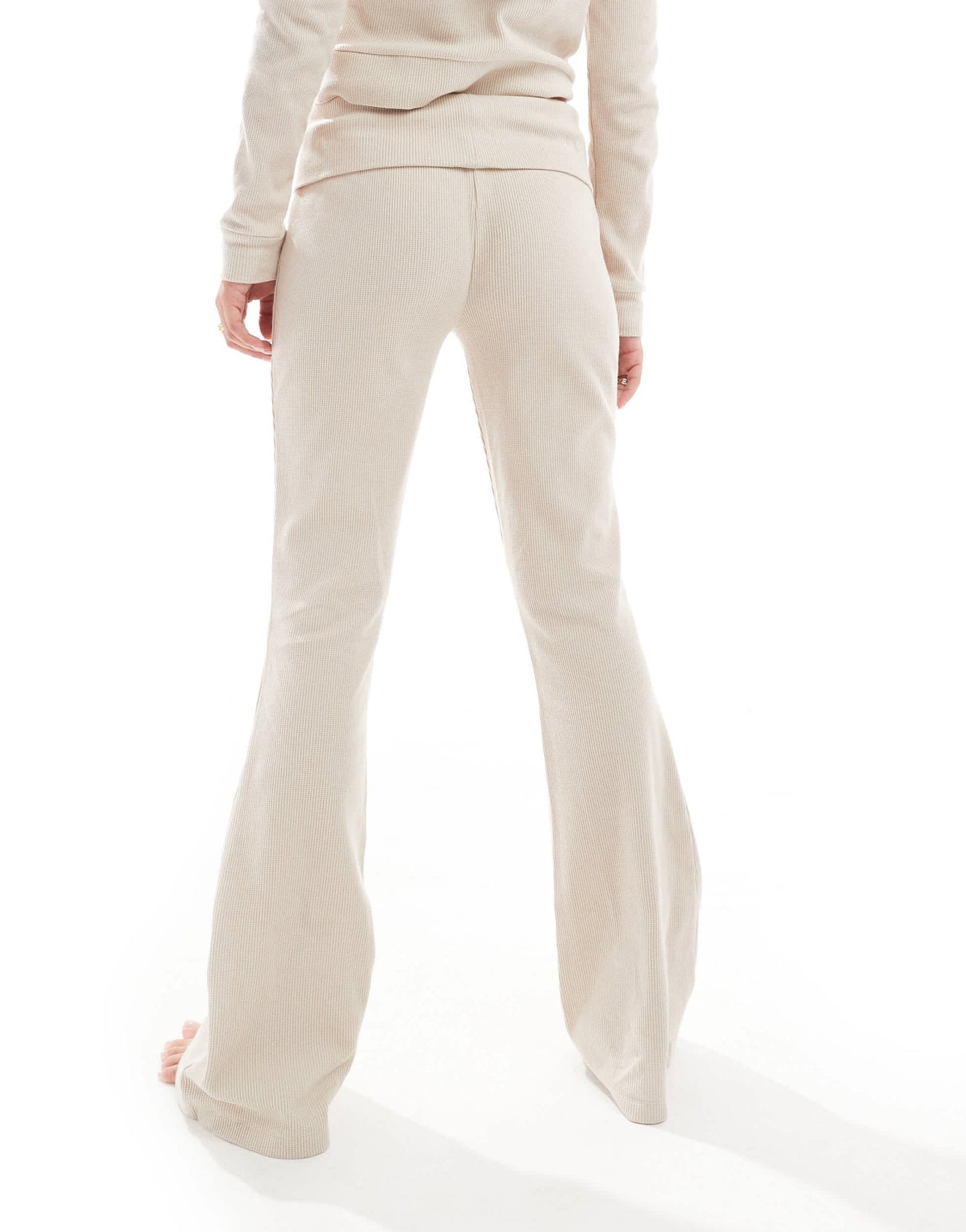 ASOS DESIGN lounge waffle hoodie & foldover trouser in beige - ASOS Sample Sale