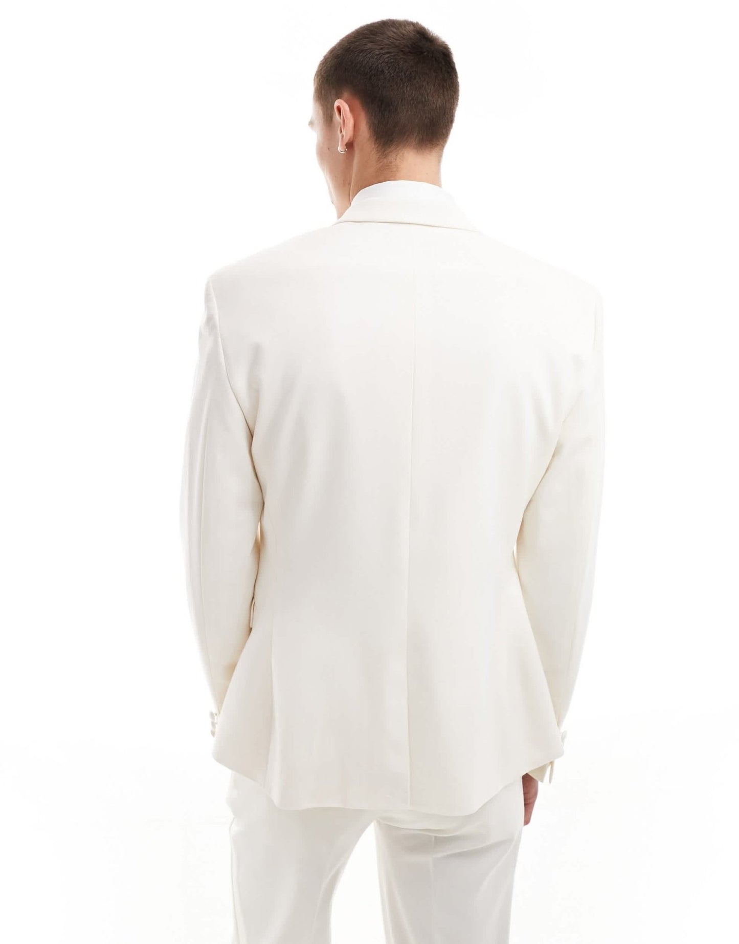 ASOS DESIGN low break slim tuxedo suit jacket in cream - ASOS Sample Sale