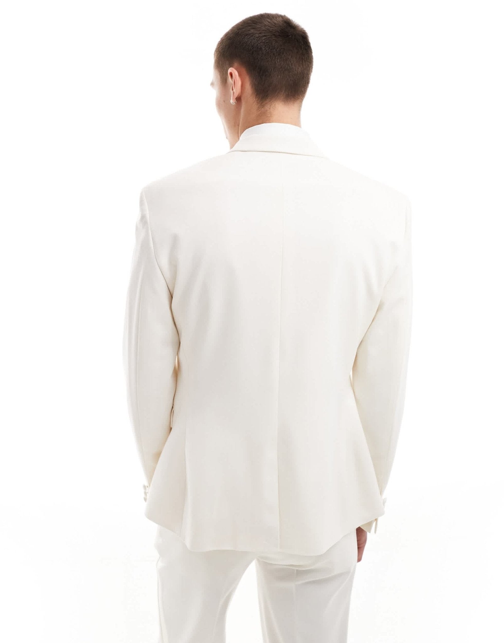 ASOS DESIGN low break slim tuxedo suit jacket in cream - ASOS Sample Sale