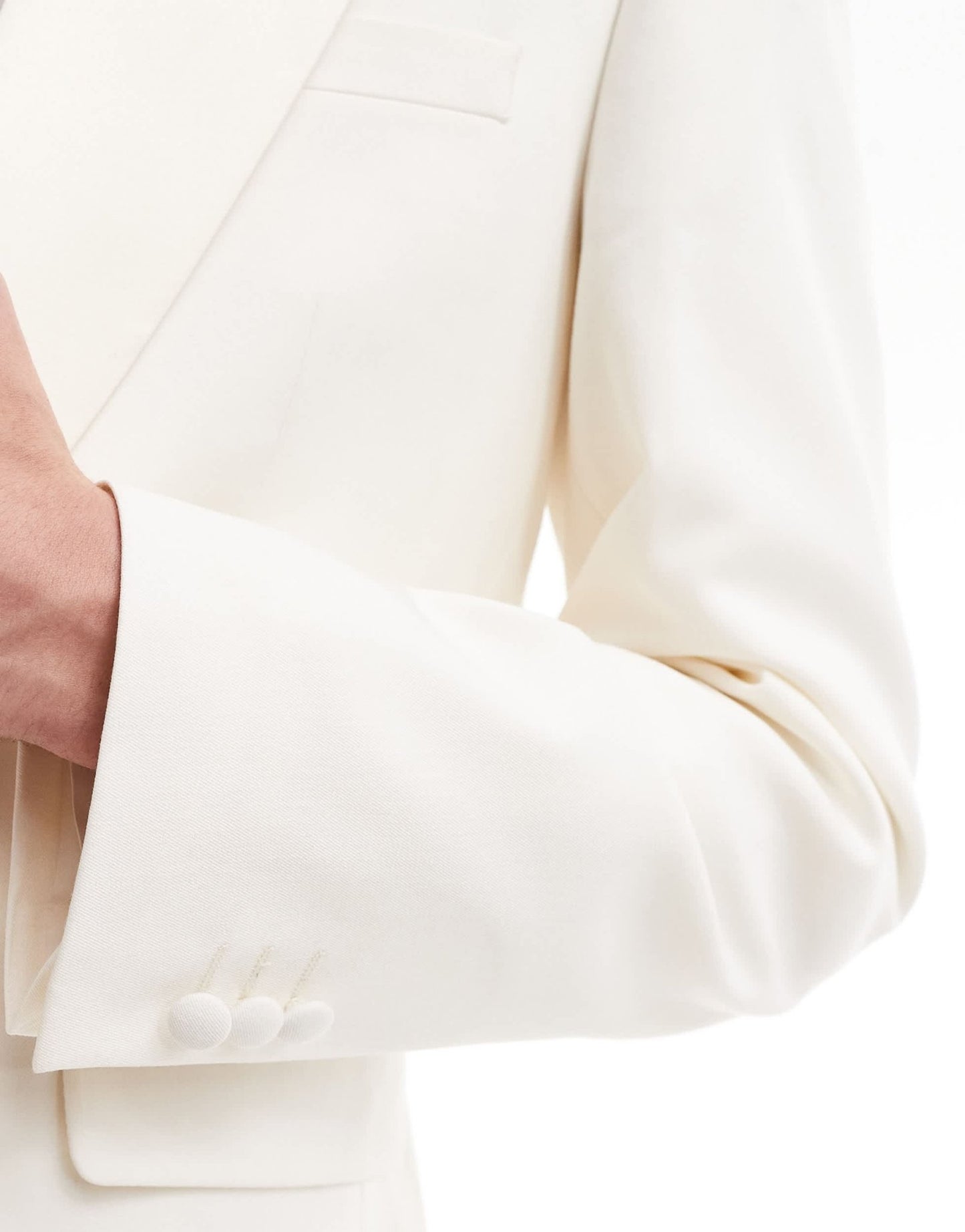 ASOS DESIGN low break slim tuxedo suit jacket in cream - ASOS Sample Sale