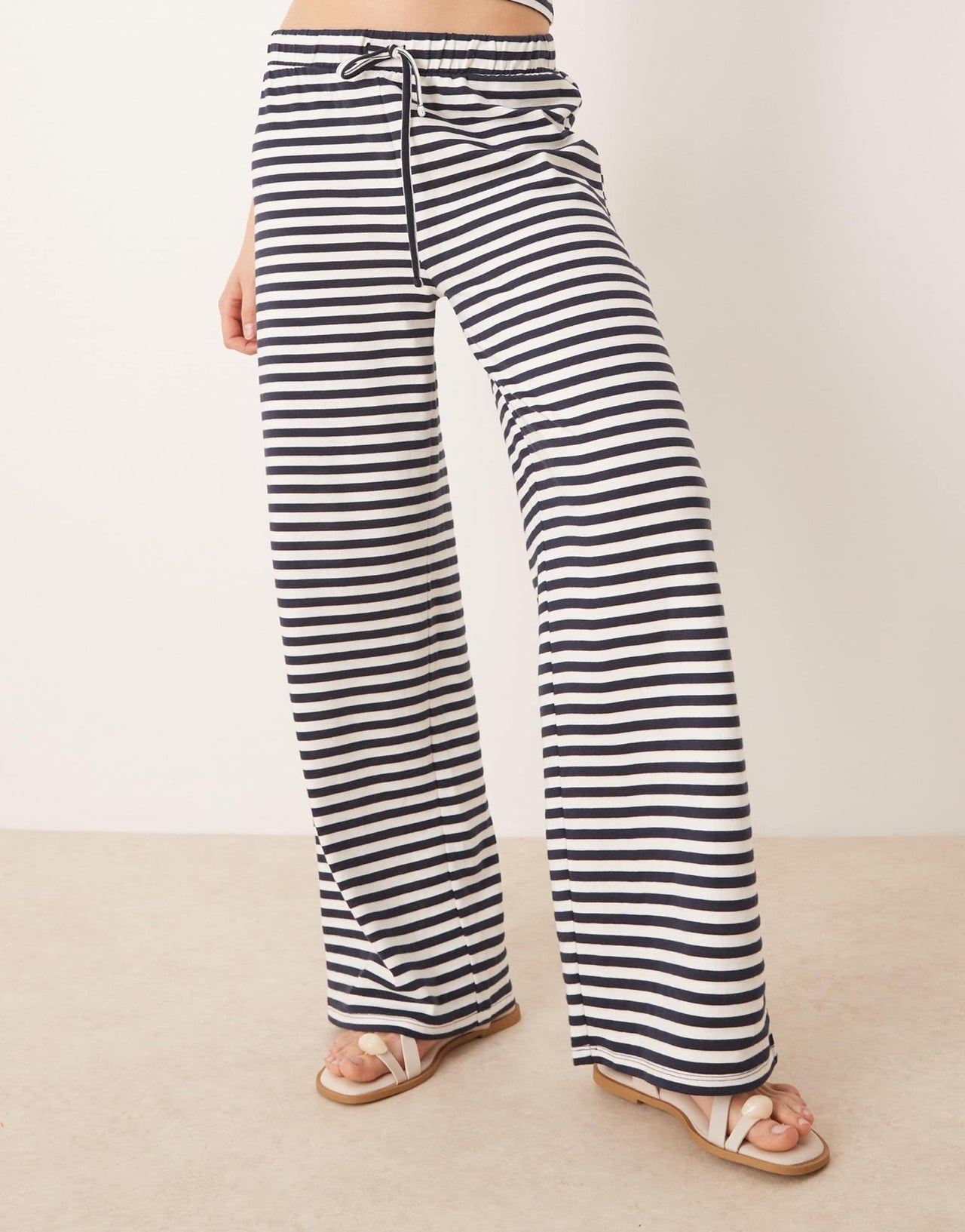 ASOS DESIGN low rise wide leg trouser co-ord in navy and white stripe - ASOS Sample Sale