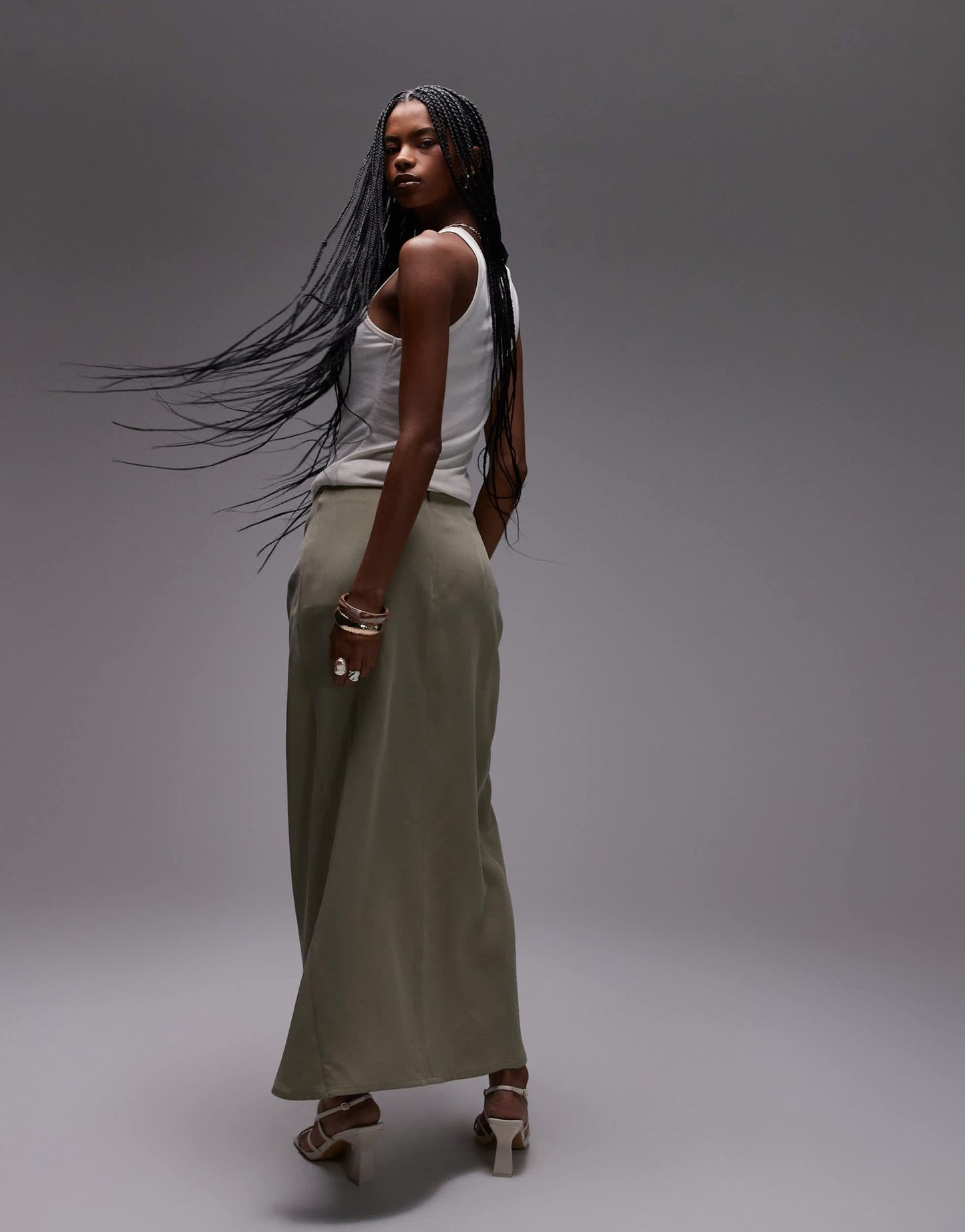 ASOS DESIGN lyocell drape front maxi skirt in olive - ASOS Sample Sale