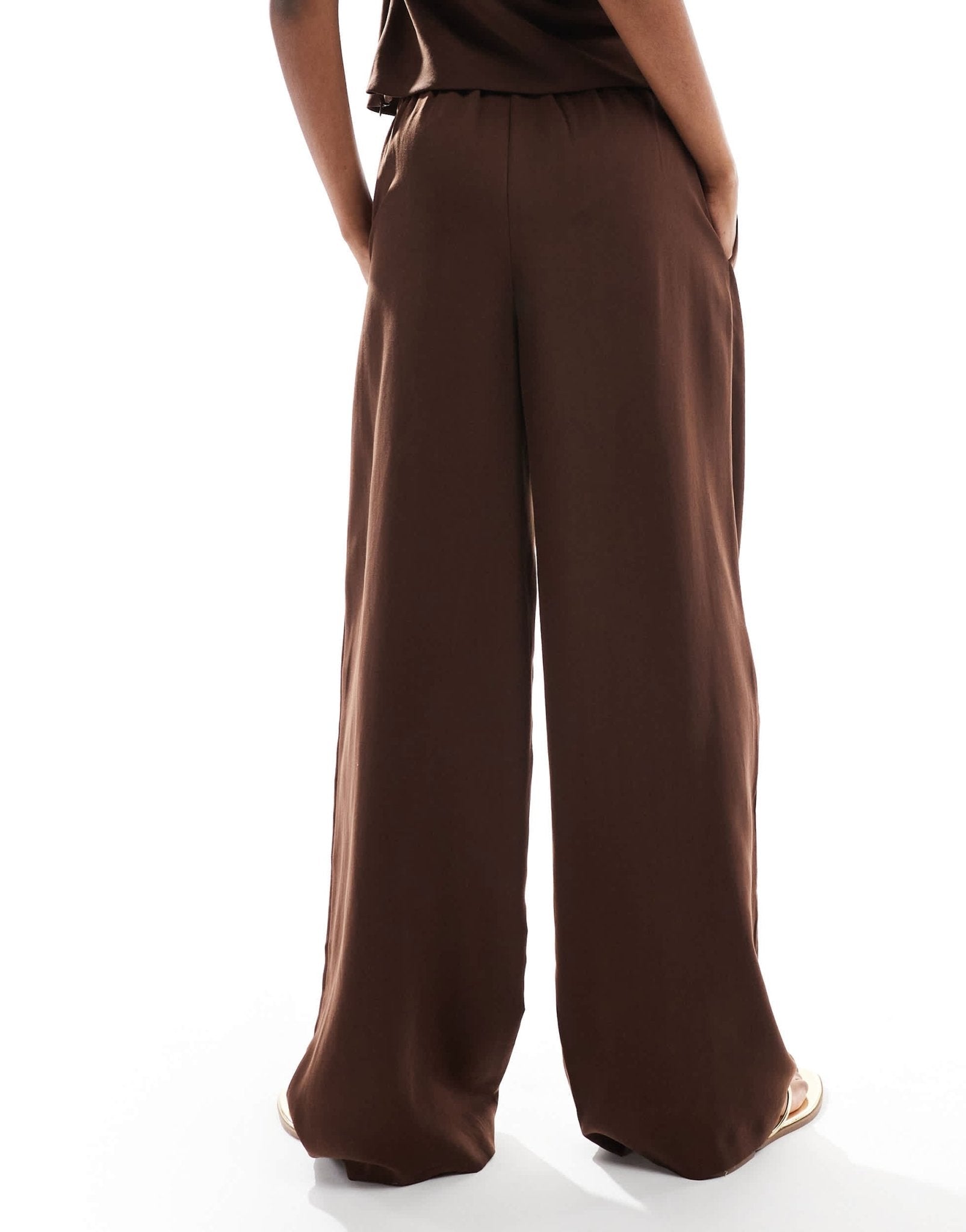 ASOS DESIGN lyocell wide leg dad trouser in chocolate co ord - ASOS Sample Sale