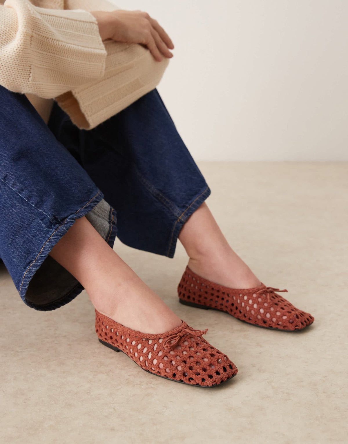 ASOS DESIGN Lysandra suede high - vamp ballets in rust weave - ASOS Sample Sale