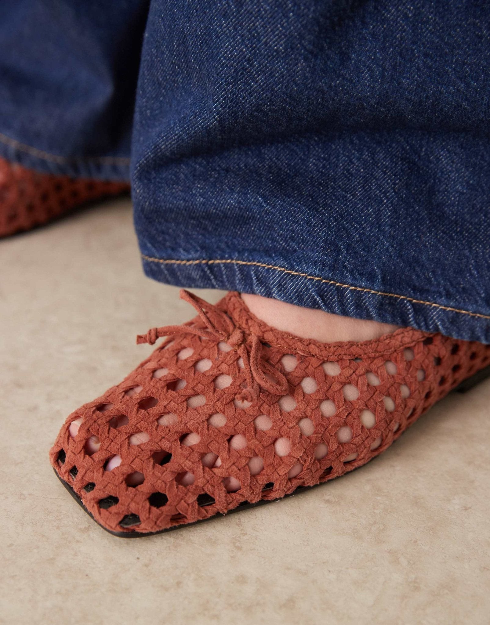 ASOS DESIGN Lysandra suede high - vamp ballets in rust weave - ASOS Sample Sale