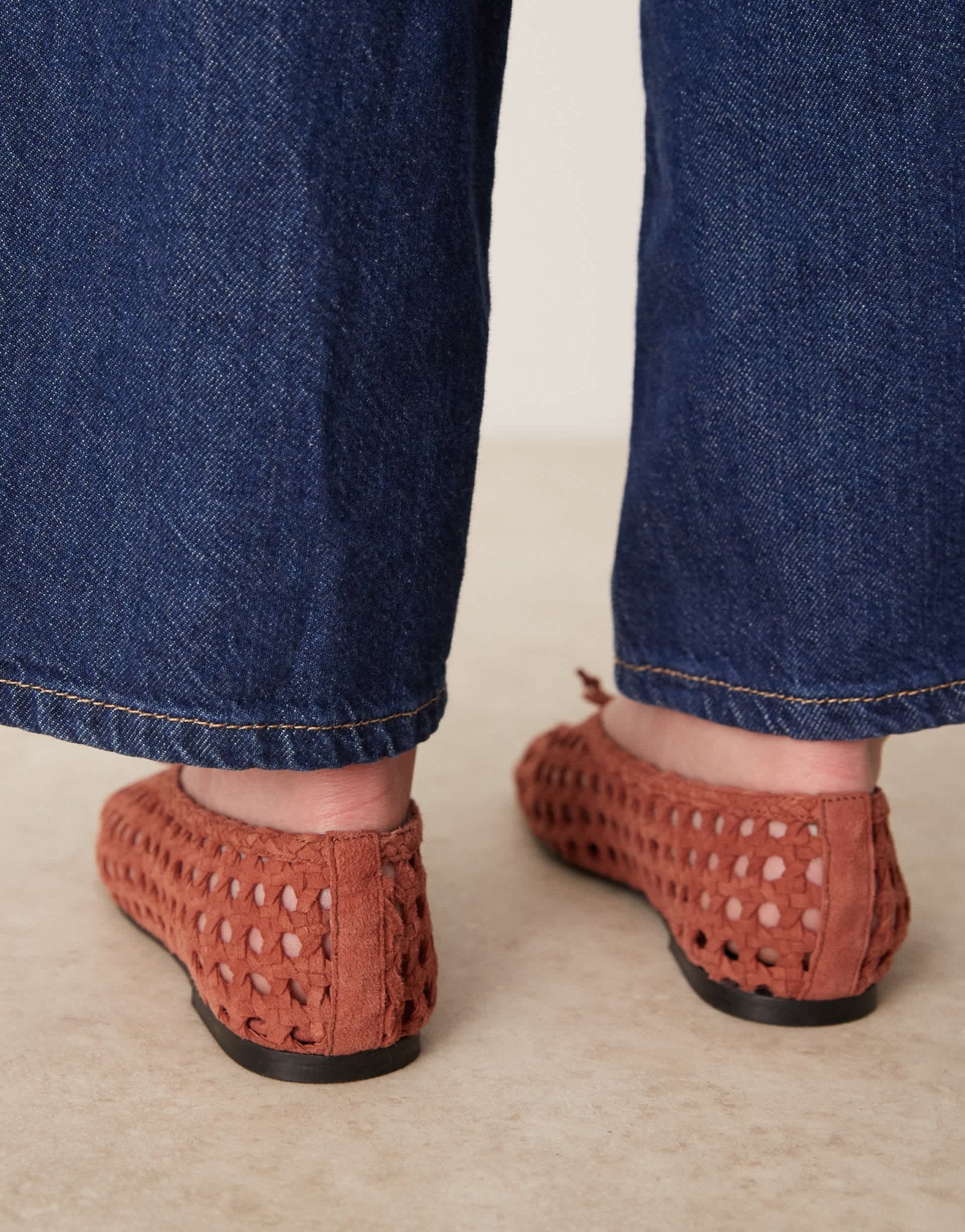ASOS DESIGN Lysandra suede high - vamp ballets in rust weave - ASOS Sample Sale