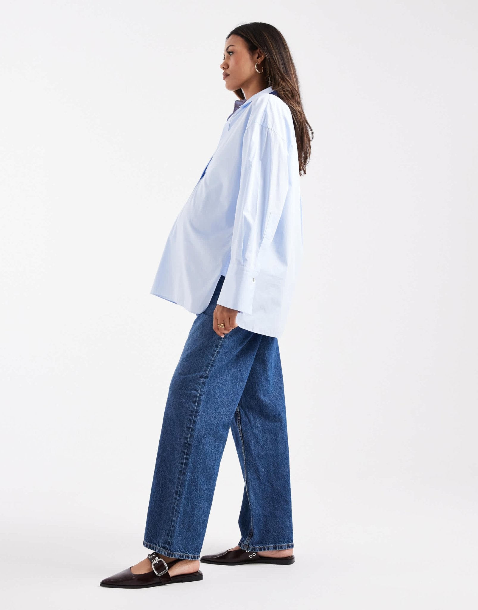 ASOS DESIGN Maternity baggy jeans in dark blue - ASOS Sample Sale
