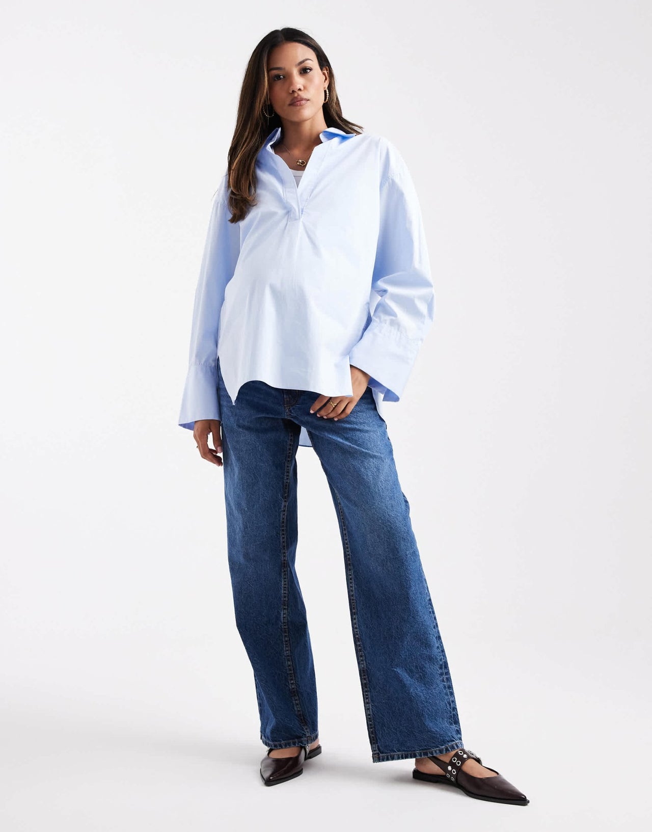 ASOS DESIGN Maternity baggy jeans in dark blue - ASOS Sample Sale
