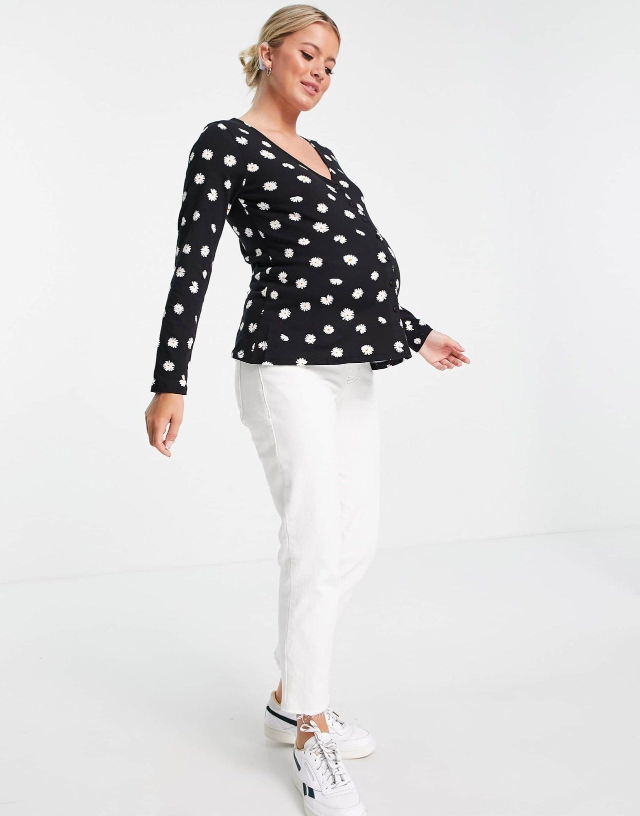 ASOS DESIGN Maternity button front top in daisy print - ASOS Sample Sale