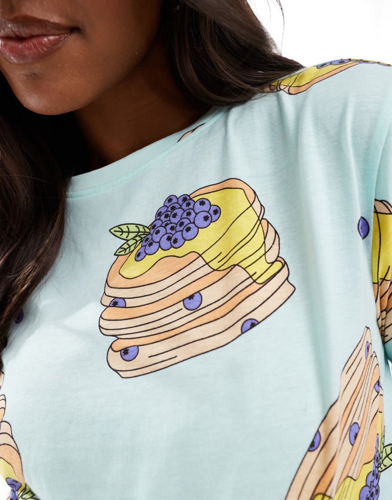 ASOS DESIGN Maternity pancakes long sleeve top & trouser pyjama set in blue - ASOS Sample Sale