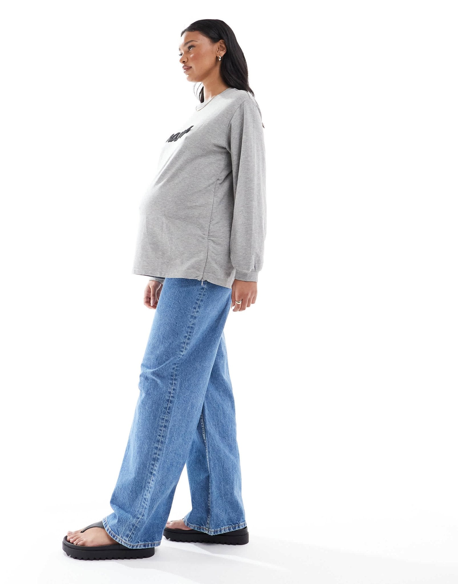 ASOS DESIGN Maternity wide leg dad jeans in clean blue - ASOS Sample Sale