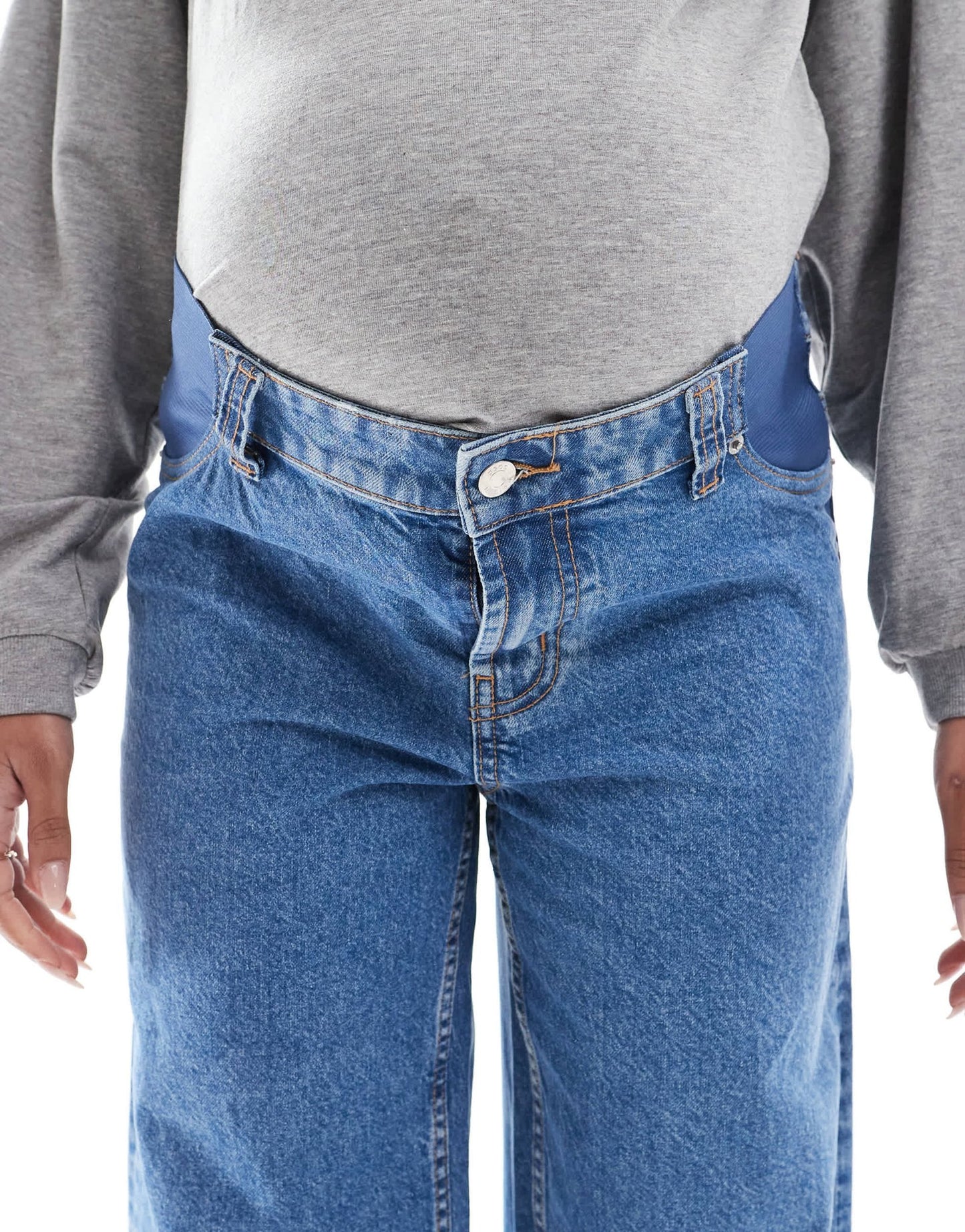 ASOS DESIGN Maternity wide leg dad jeans in clean blue - ASOS Sample Sale