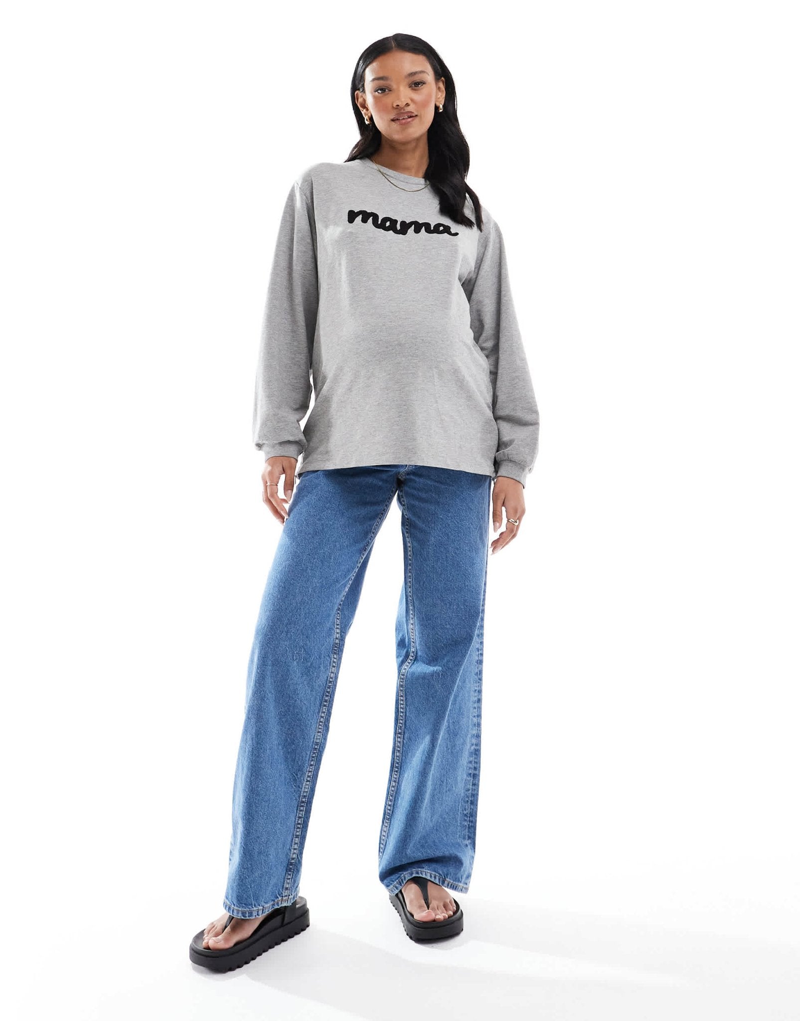 ASOS DESIGN Maternity wide leg dad jeans in clean blue - ASOS Sample Sale