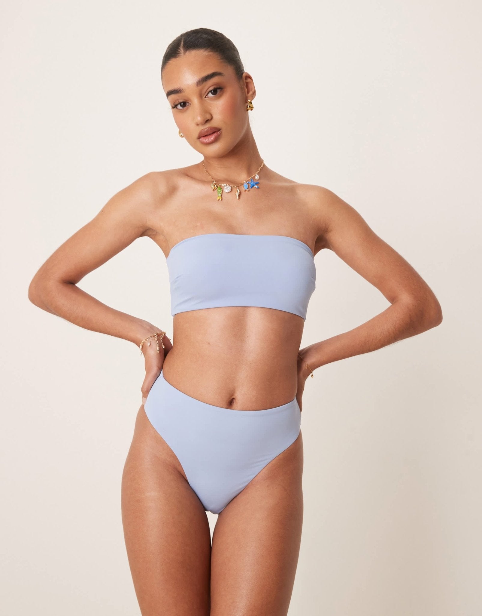 ASOS DESIGN Maya mix and match high leg high waist bikini bottom in blue - ASOS Sample Sale