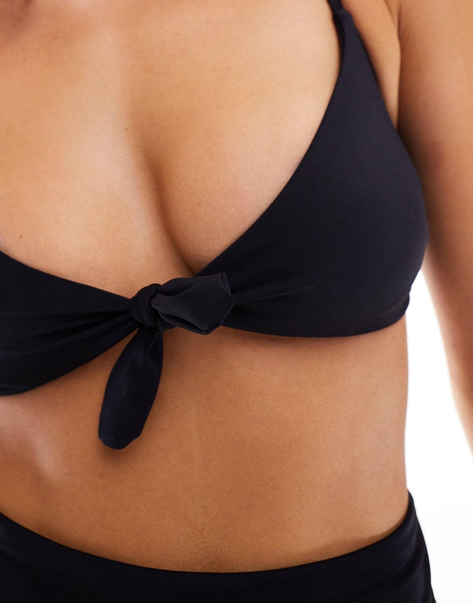 ASOS DESIGN Maya mix and match knot front crop bikini top in black - ASOS Sample Sale