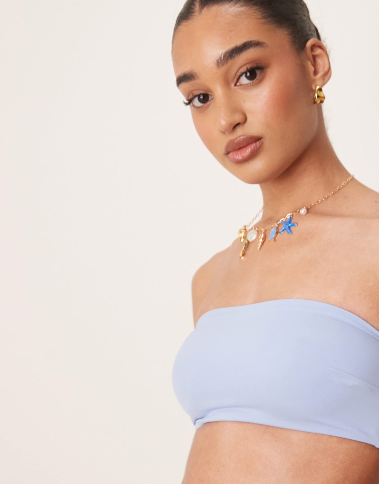 ASOS DESIGN Maya mix and match sleek bandeau bikini top in blue - ASOS Sample Sale