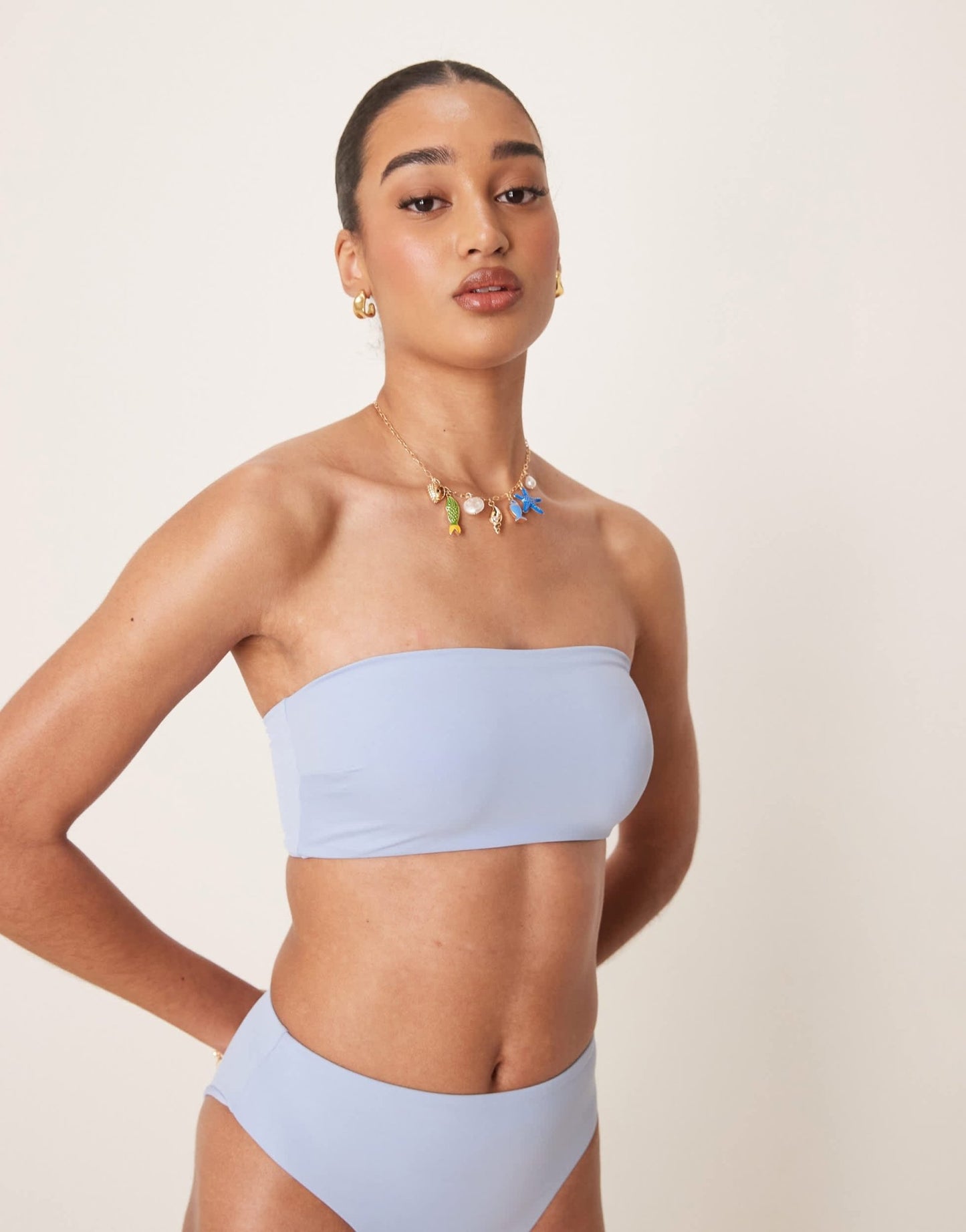 ASOS DESIGN Maya mix and match sleek bandeau bikini top in blue - ASOS Sample Sale