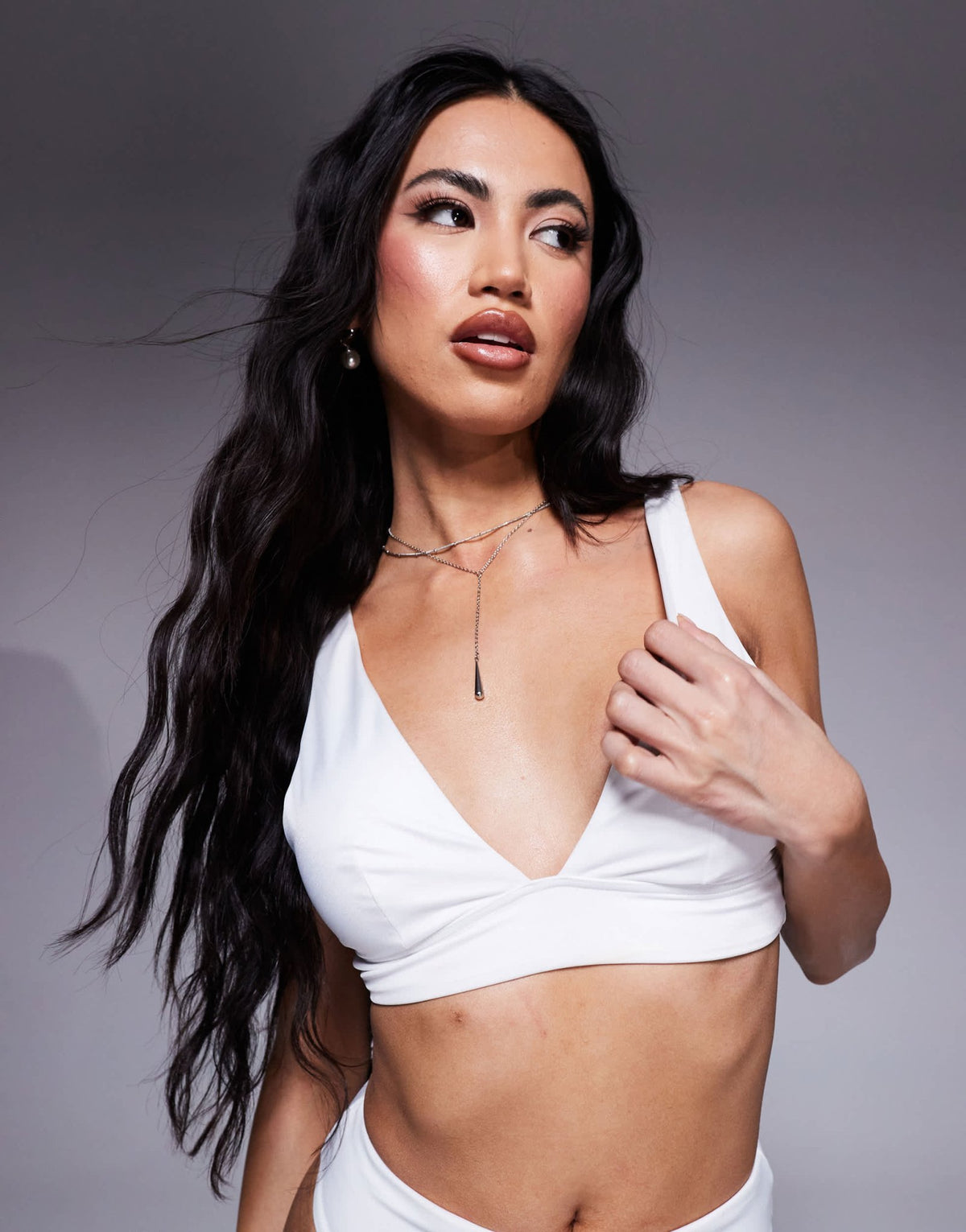ASOS DESIGN Maya mix and match sleek plunge bikini top in white - ASOS Sample Sale