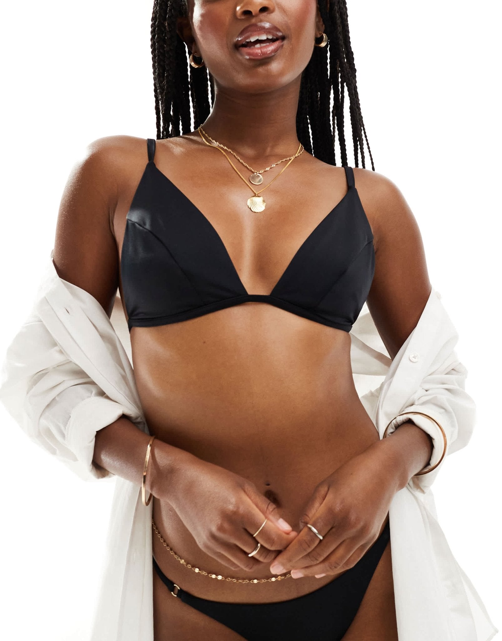 ASOS DESIGN Maya triangle bikini top with seam detail in black - ASOS Sample Sale