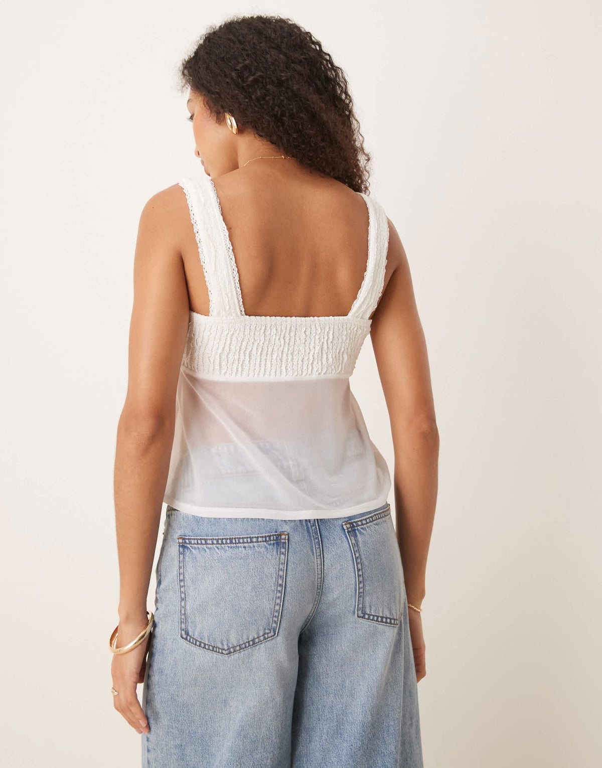 ASOS DESIGN mesh cami top with bow detail in ivory - ASOS Sample Sale