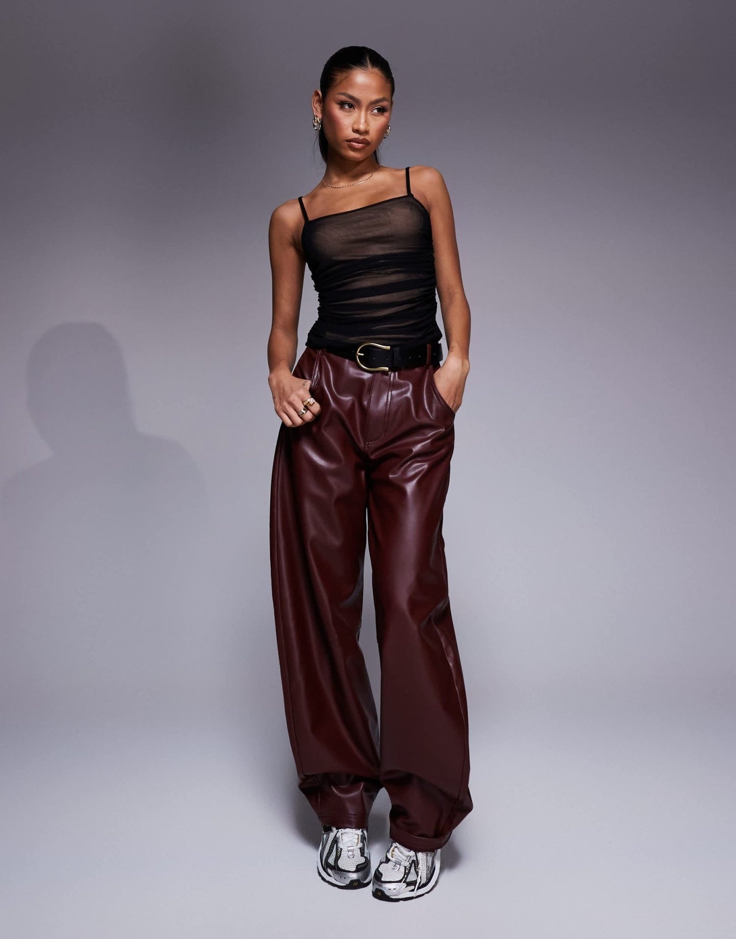 ASOS DESIGN mesh draped cami top in black with stone lining - ASOS Sample Sale