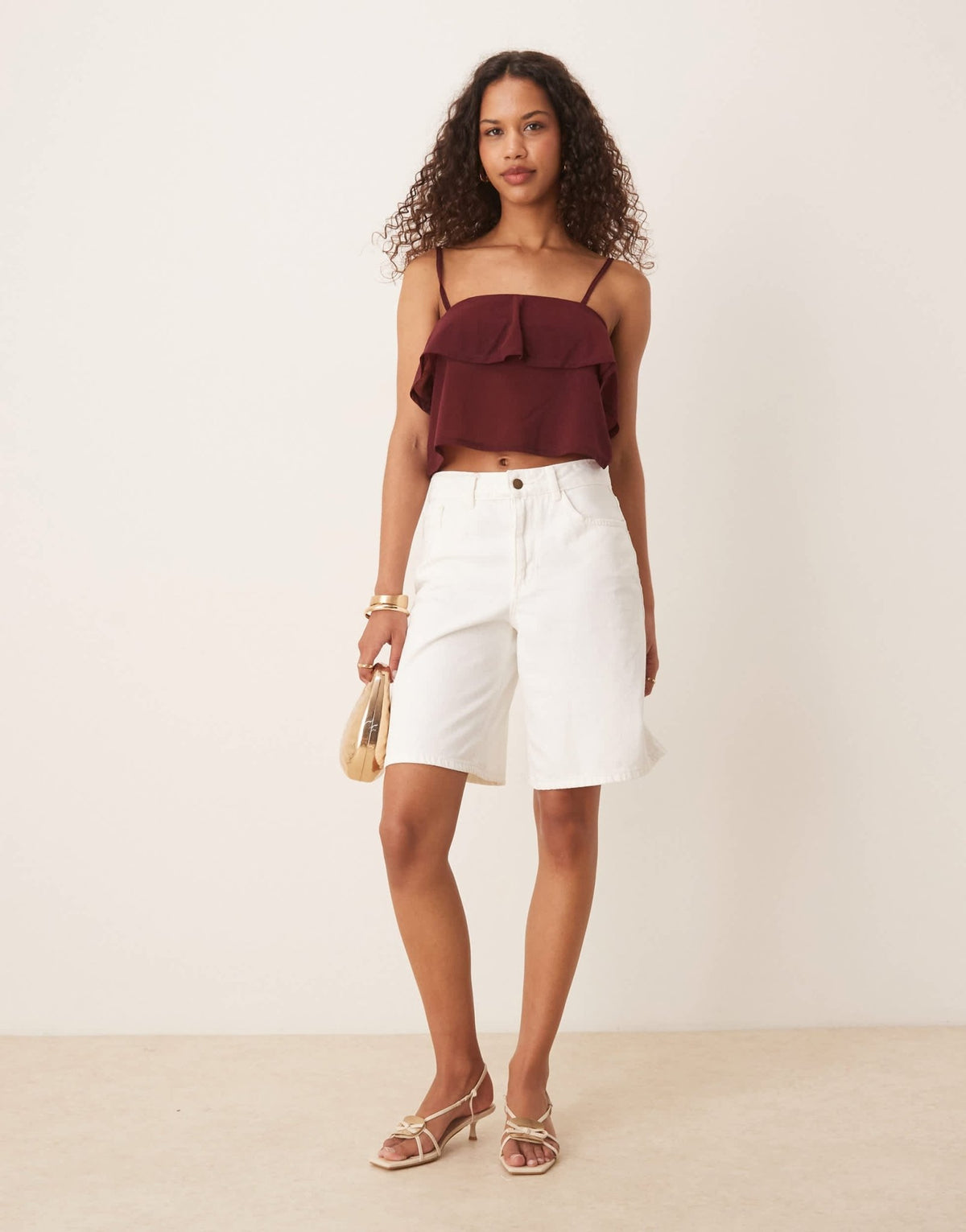 ASOS DESIGN mesh floaty strappy cami top in burgundy - ASOS Sample Sale