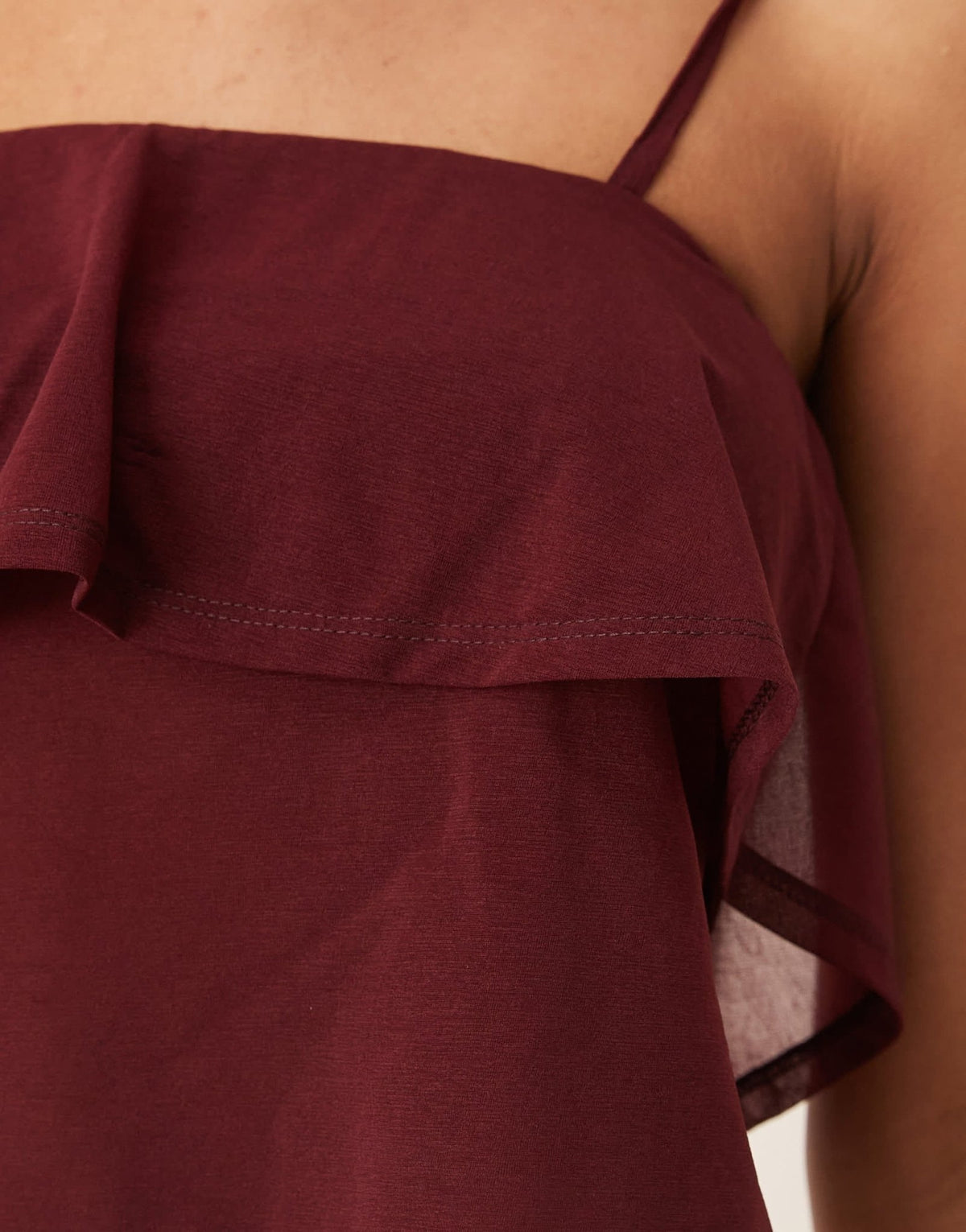 ASOS DESIGN mesh floaty strappy cami top in burgundy - ASOS Sample Sale