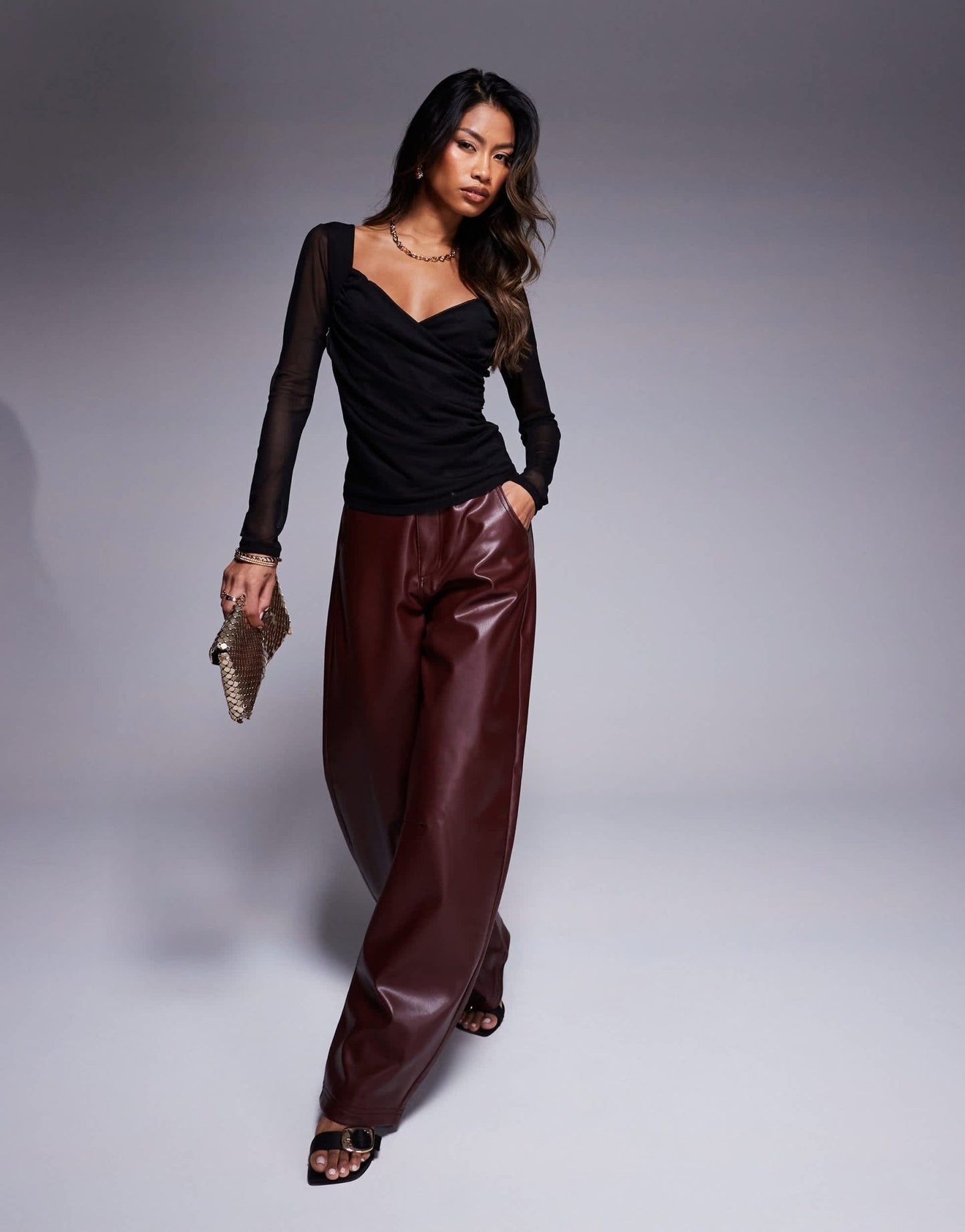 ASOS DESIGN mesh wrap sweetheart top in black - ASOS Sample Sale