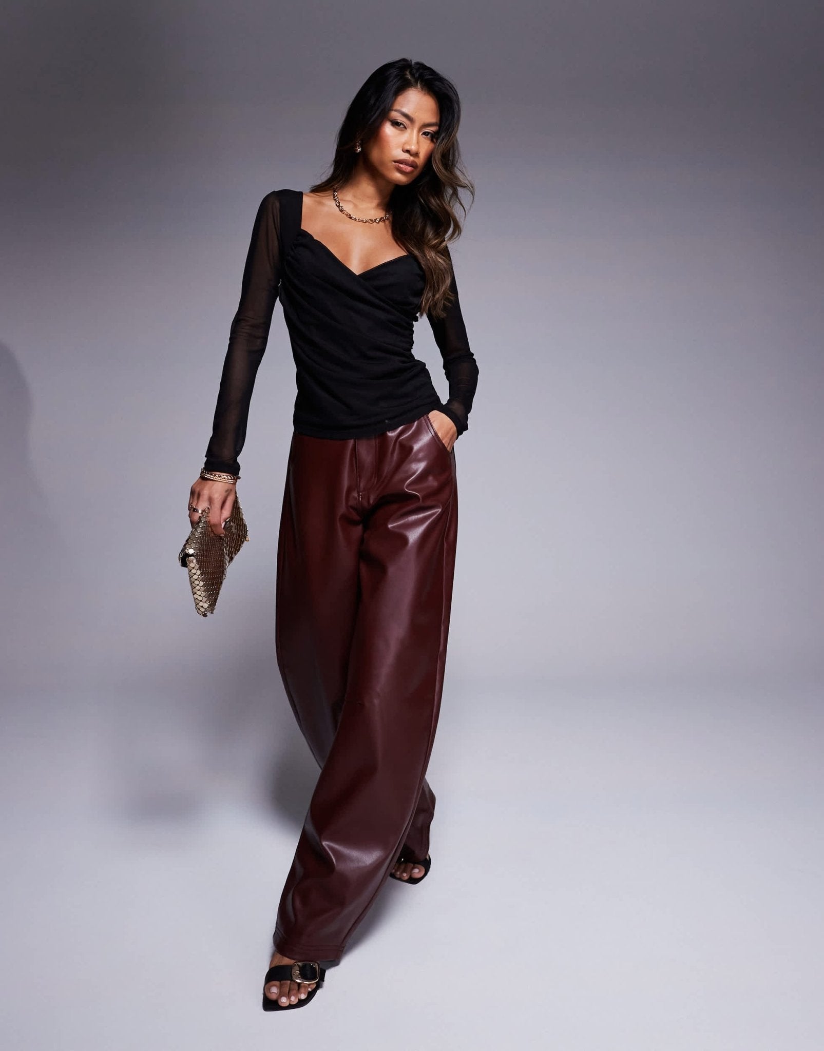 ASOS DESIGN mesh wrap sweetheart top in black - ASOS Sample Sale