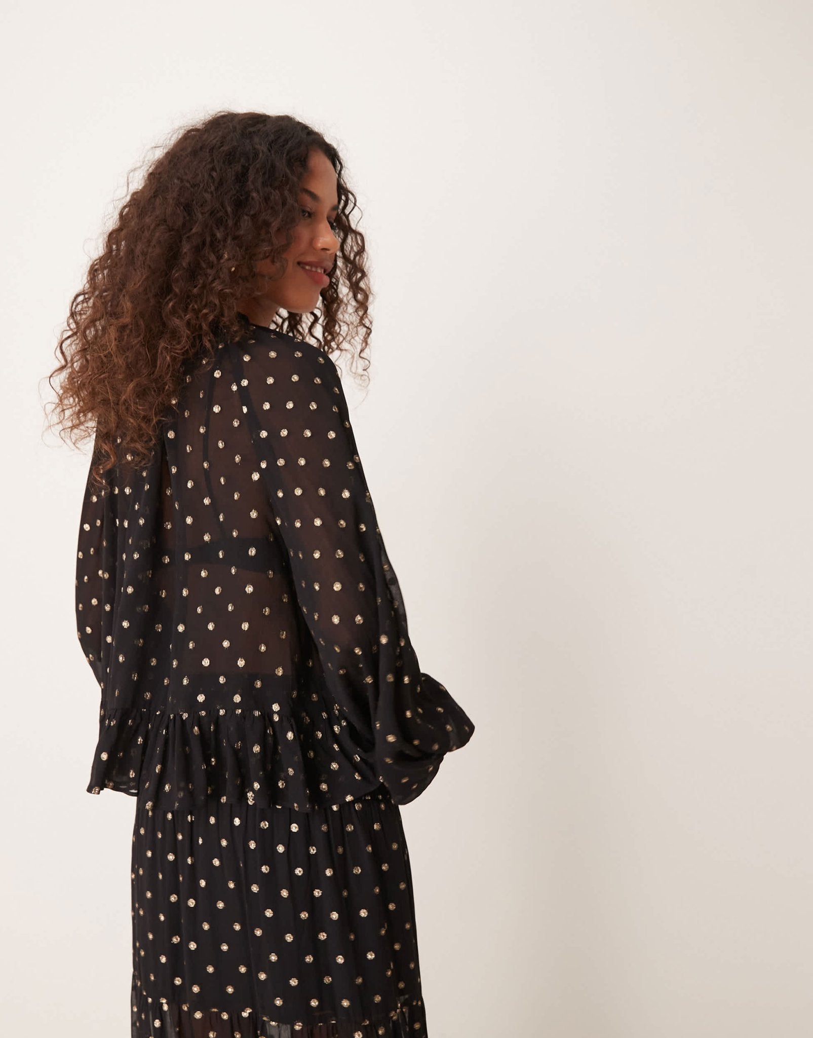 ASOS DESIGN metallic polka dot burnout smock top in black & gold - BLACK - ASOS Sample Sale