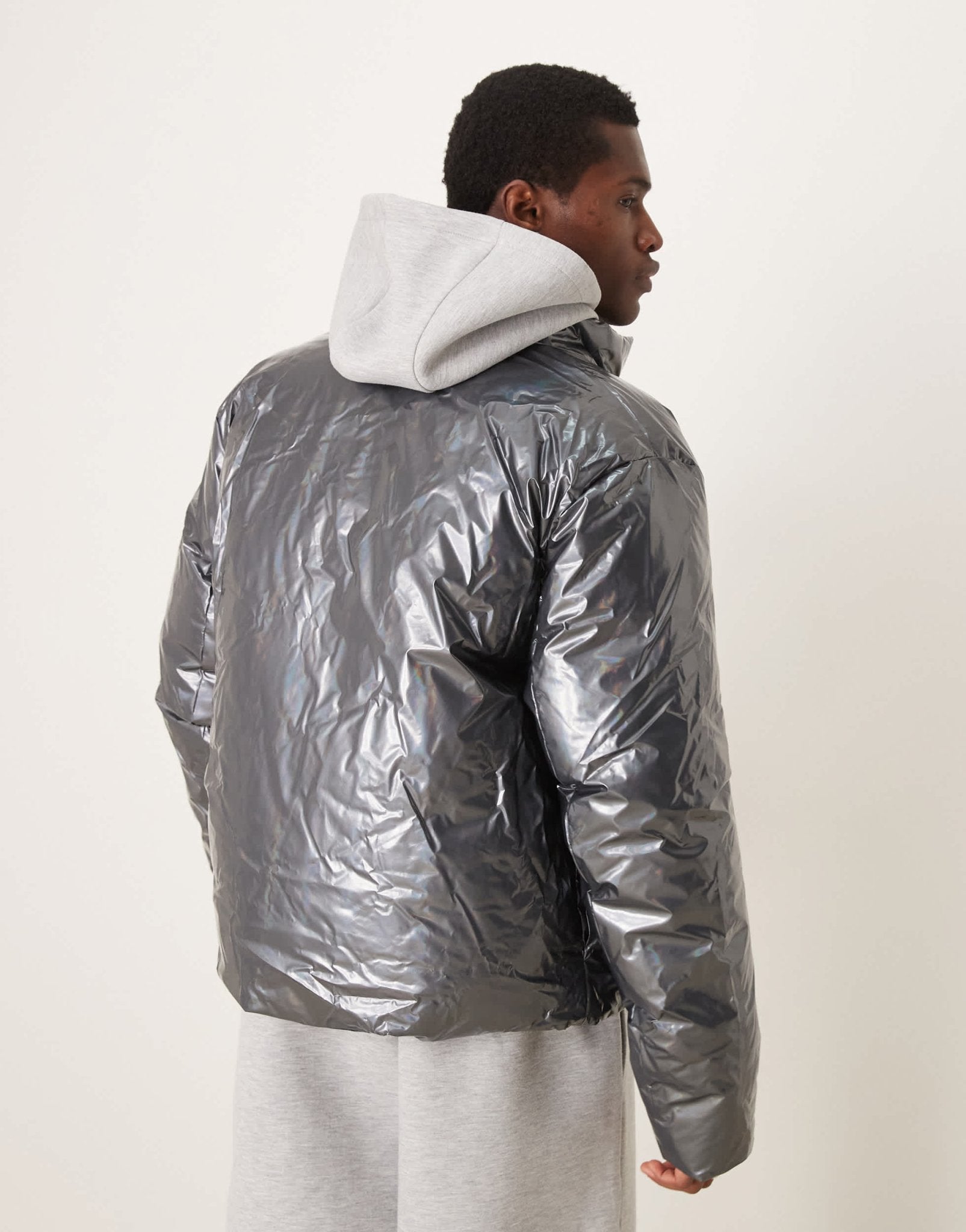 ASOS DESIGN metallic puffer jacket in grey - ASOS Sample Sale
