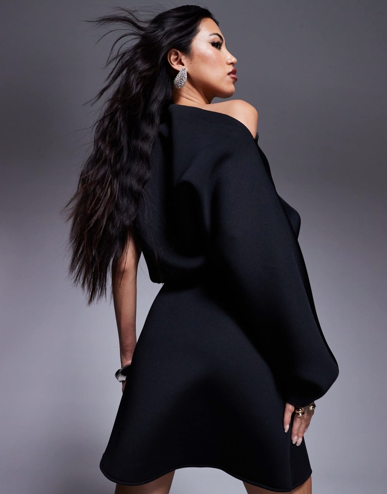 ASOS DESIGN micro mini dress with volume sleeve in black in scuba - style fabric - ASOS Sample Sale