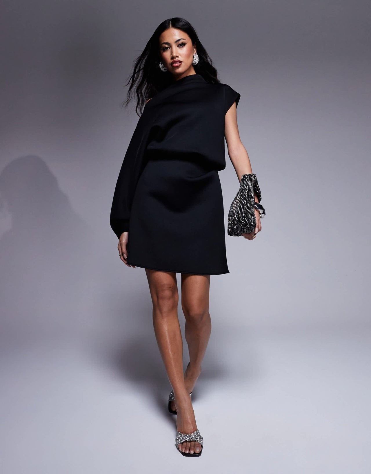 ASOS DESIGN micro mini dress with volume sleeve in black in scuba - style fabric - ASOS Sample Sale