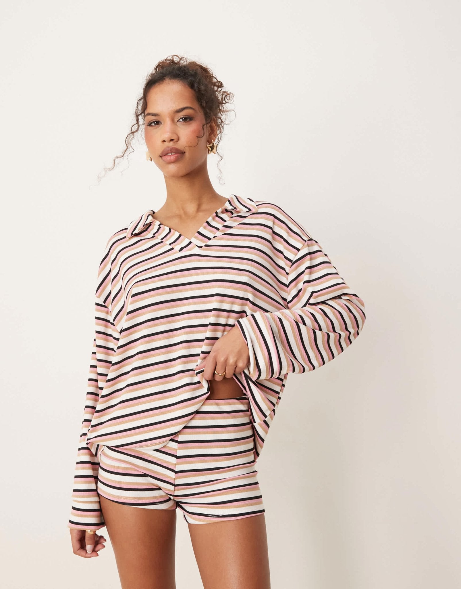 ASOS DESIGN micro short co - ord in pink stripe - ASOS Sample Sale