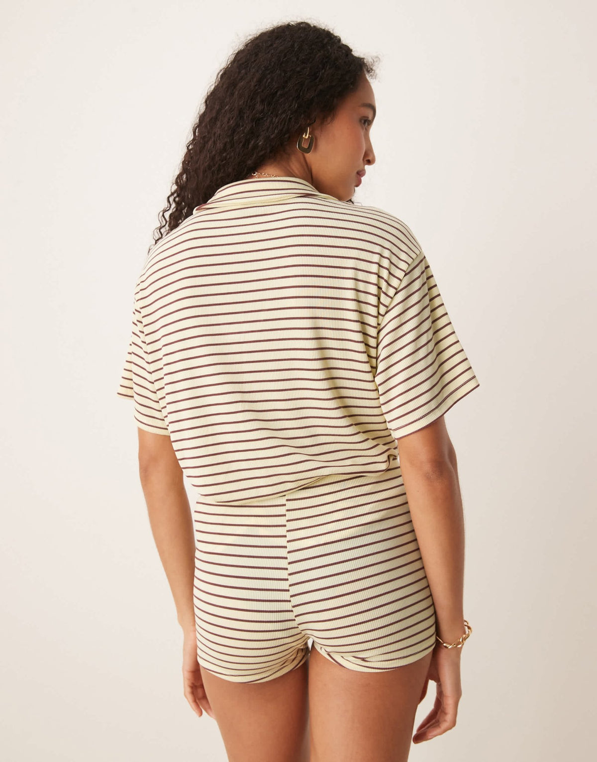 ASOS DESIGN micro short co-ord in yellow and choc stripe - ASOS Sample Sale