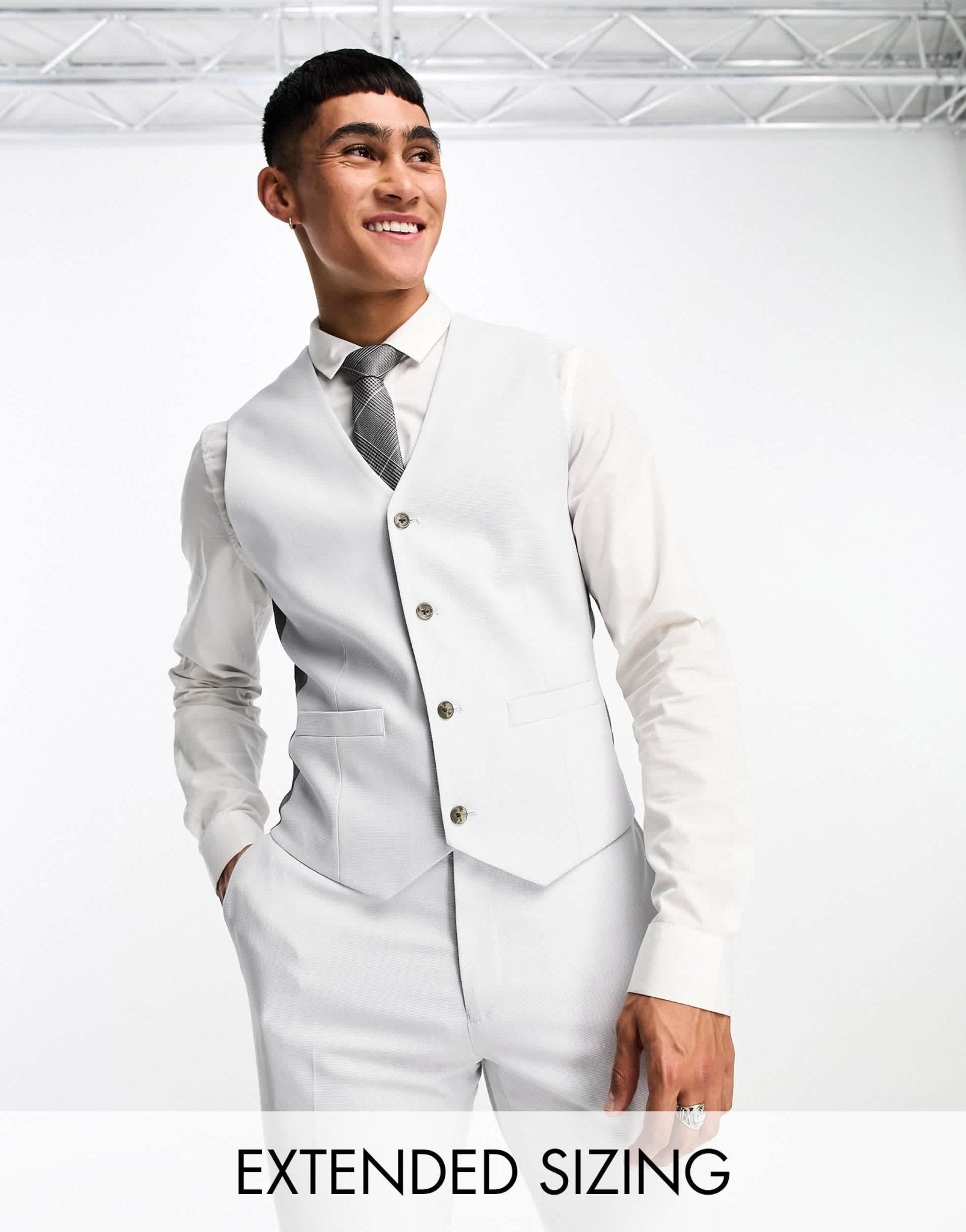 ASOS DESIGN Micro texture skinny suit waistcoat in ice grey - ASOS Sample Sale