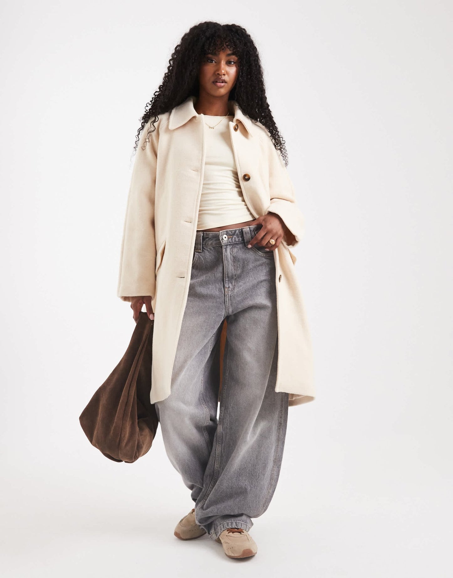 ASOS DESIGN mid length car coat with quilt lining in buttermilk - ASOS Sample Sale