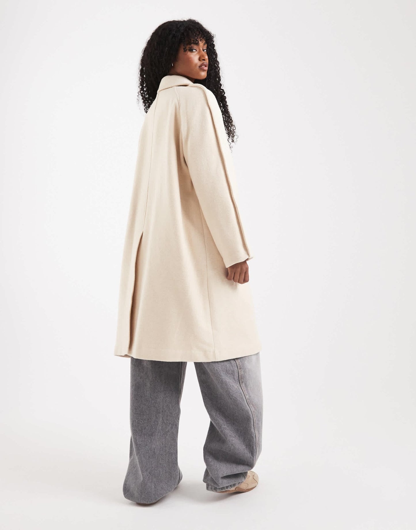 ASOS DESIGN mid length car coat with quilt lining in buttermilk - ASOS Sample Sale